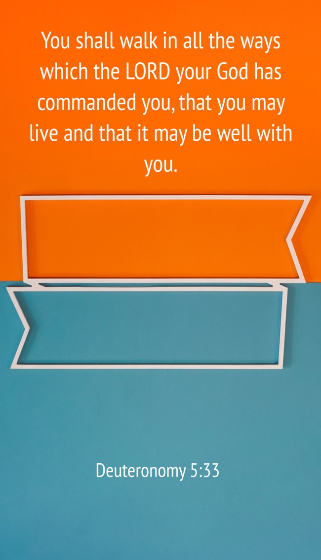 You shall walk in all the ways which the LORD your God has commanded you, that you may live and that it may be well with you. - Deuteronomy 5:33