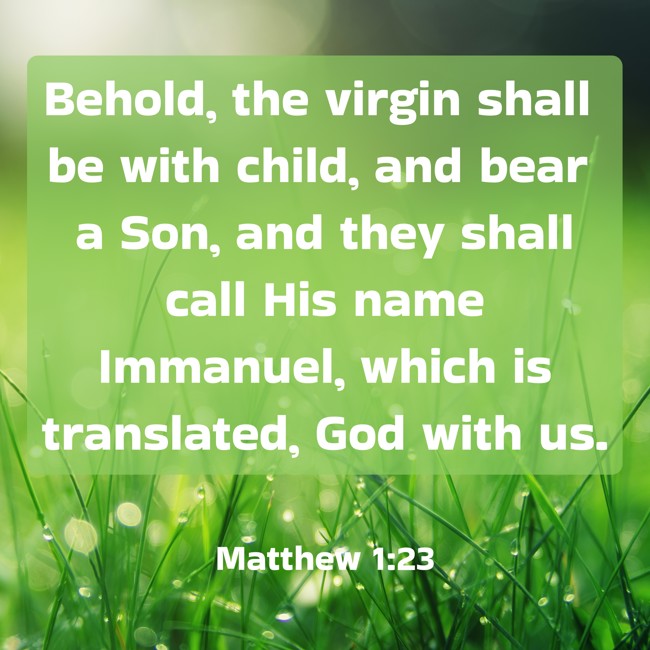  Behold, the virgin shall be with child, and bear a Son, and they shall call His name Immanuel, which is translated, God with us.   - Matthew 1:23 