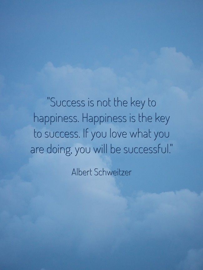 Success is not the key to happiness. Happiness is the key to success. If you love what you are doing, you will be successful. - Albert Schweitzer