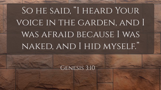 So he said, “I heard Your voice in the garden, and I was afraid because I was naked, and I hid myself.” - Genesis 3:10