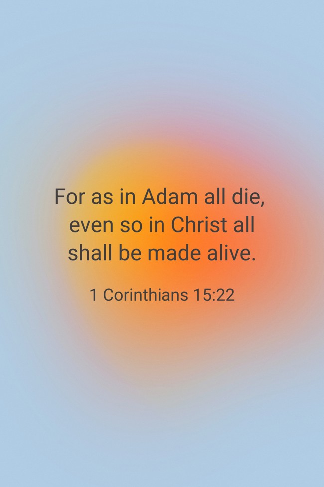 For as in Adam all die, even so in Christ all shall be made alive. - 1 Corinthians 15:22