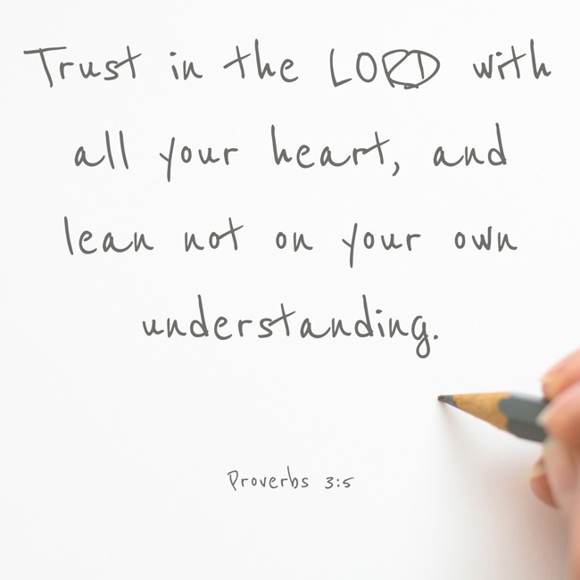 Trust in the LORD with all your heart, and lean not on your own understanding. - Proverbs 3:5