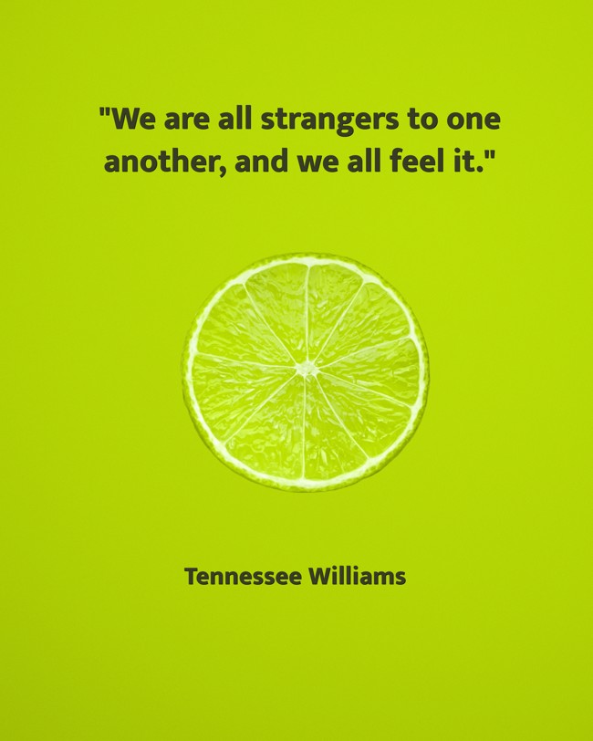 We are all strangers to one another, and we all feel it. - Tennessee Williams