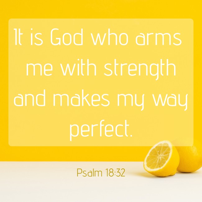 It is God who arms me with strength and makes my way perfect. - Psalm 18:32