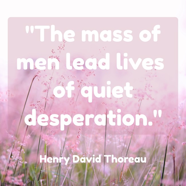 The mass of men lead lives of quiet desperation. - Henry David Thoreau