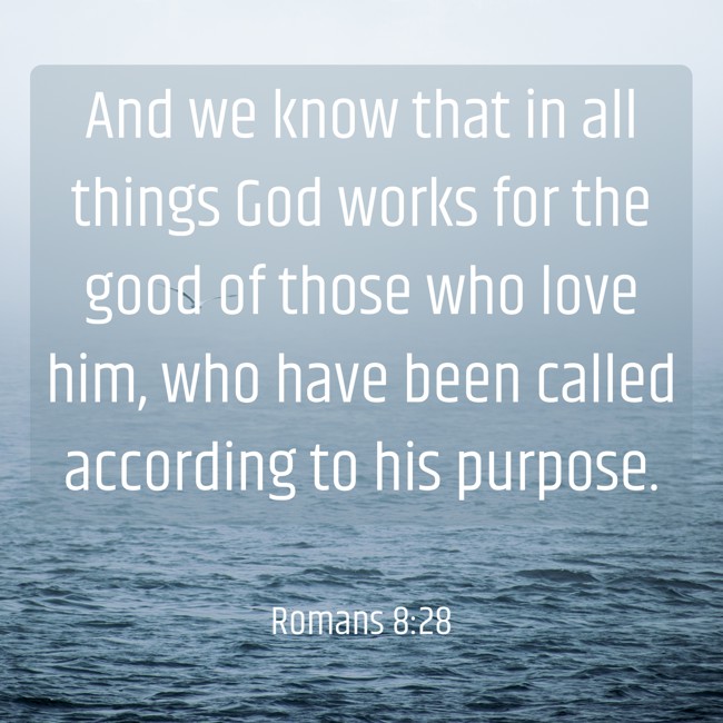 And we know that in all things God works for the good of those who love him, who have been called according to his purpose. - Romans 8:28