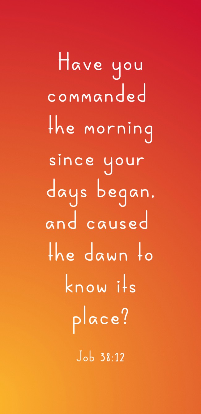 Have you commanded the morning since your days began, and caused the dawn to know its place? - Job 38:12
