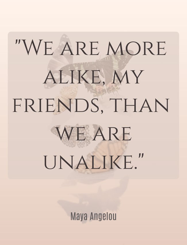 We are more alike, my friends, than we are unalike. - Maya Angelou