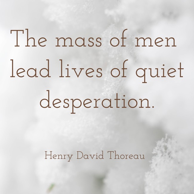 The mass of men lead lives of quiet desperation.   - Henry David Thoreau 