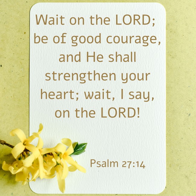 Wait on the LORD; be of good courage, and He shall strengthen your heart; wait, I say, on the LORD! - Psalm 27:14