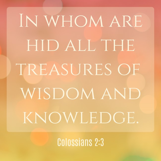  In whom are hid all the treasures of wisdom and knowledge.   - Colossians 2:3 