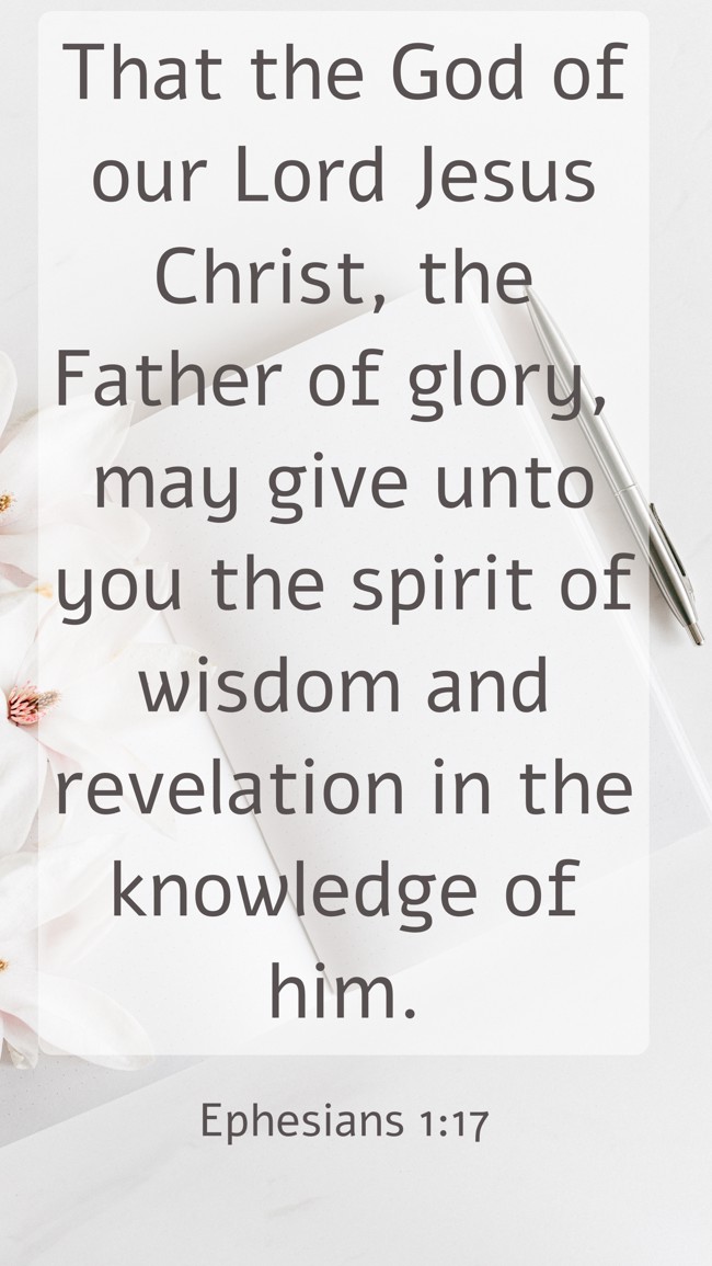  That the God of our Lord Jesus Christ, the Father of glory, may give unto you the spirit of wisdom and revelation in the knowledge of him.   - Ephesians 1:17 