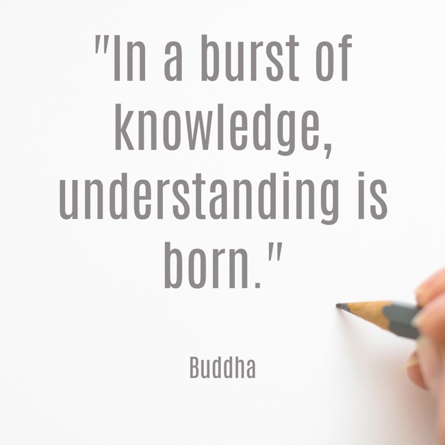  In a burst of knowledge, understanding is born. - Buddha 