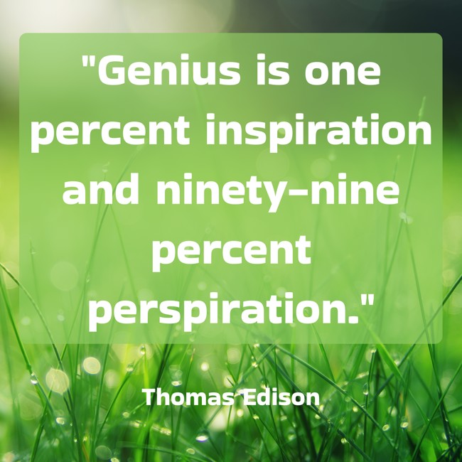 Genius is one percent inspiration and ninety-nine percent perspiration. - Thomas Edison