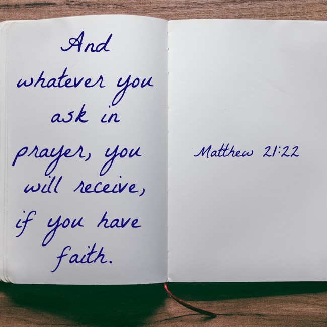 And whatever you ask in prayer, you will receive, if you have faith. - Matthew 21:22