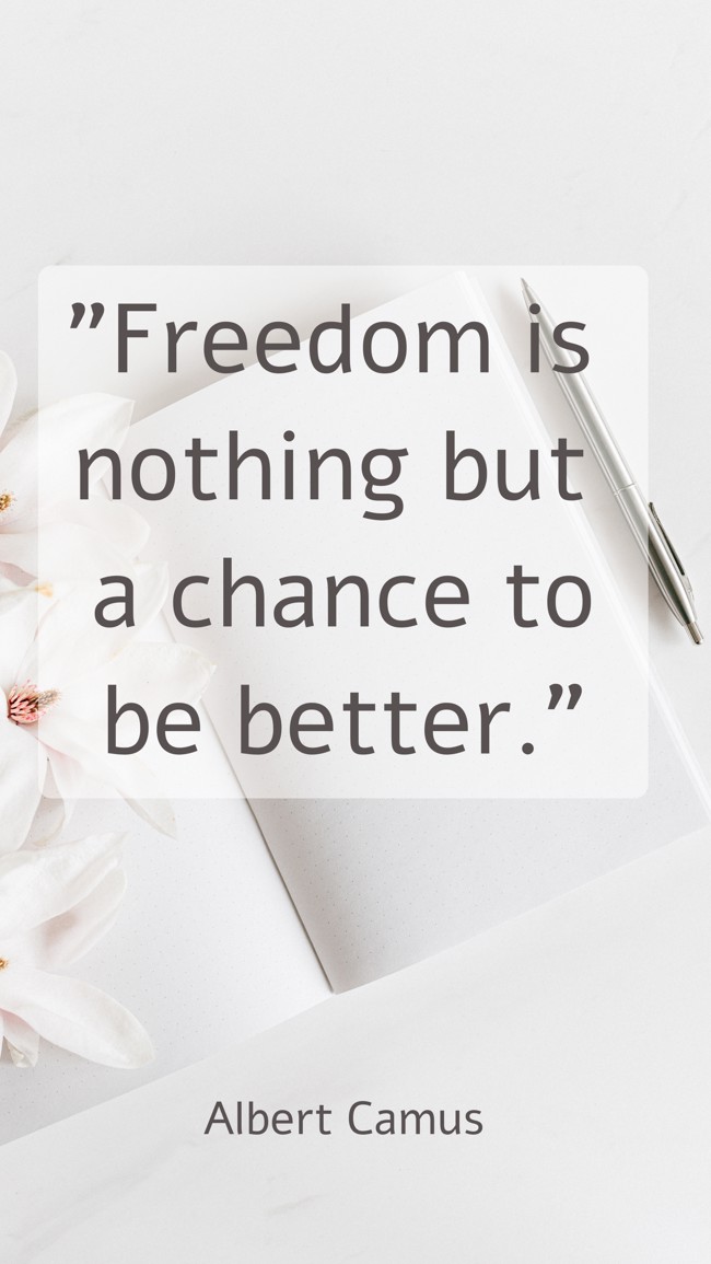 Freedom is nothing but a chance to be better. - Albert Camus
