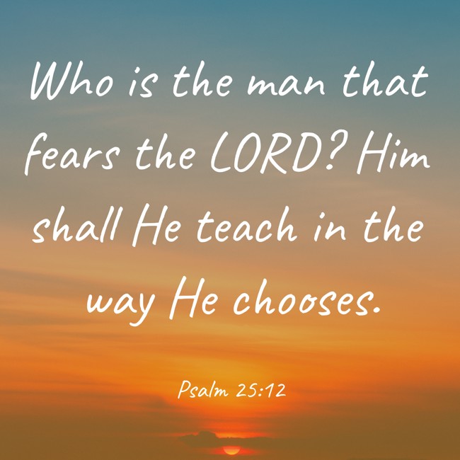 Who is the man that fears the LORD? Him shall He teach in the way He chooses. - Psalm 25:12