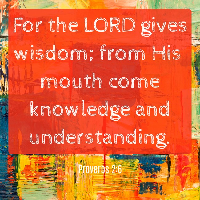 For the LORD gives wisdom; from His mouth come knowledge and understanding. - Proverbs 2:6