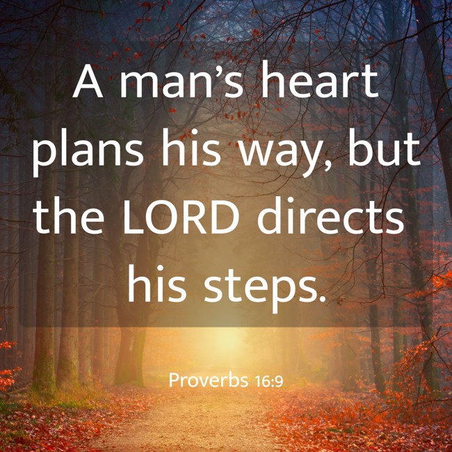 A man’s heart plans his way, but the LORD directs his steps. - Proverbs 16:9