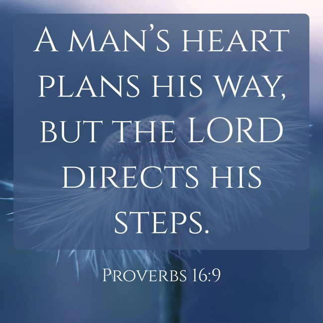 A man’s heart plans his way, but the LORD directs his steps. - Proverbs 16:9