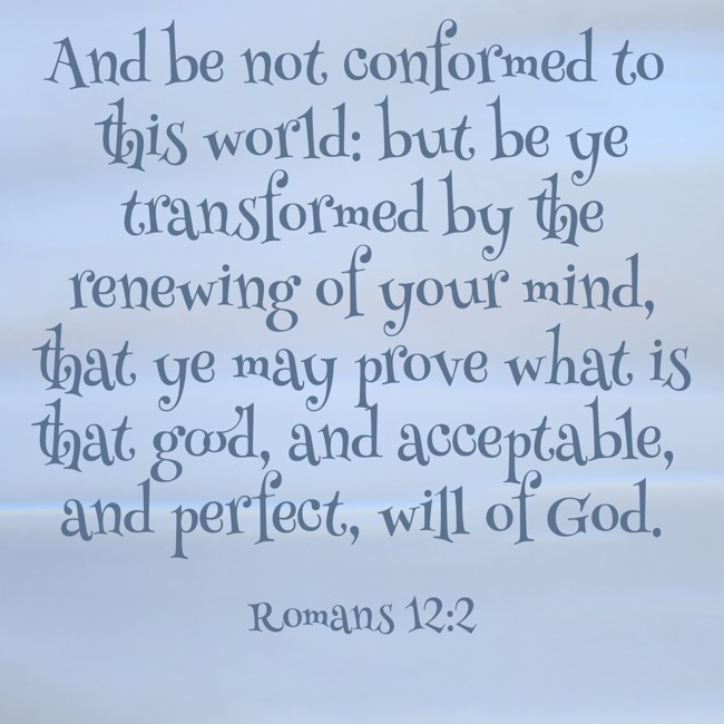  And be not conformed to this world: but be ye transformed by the renewing of your mind, that ye may prove what is that good, and acceptable, and perfect, will of God.   - Romans 12:2 