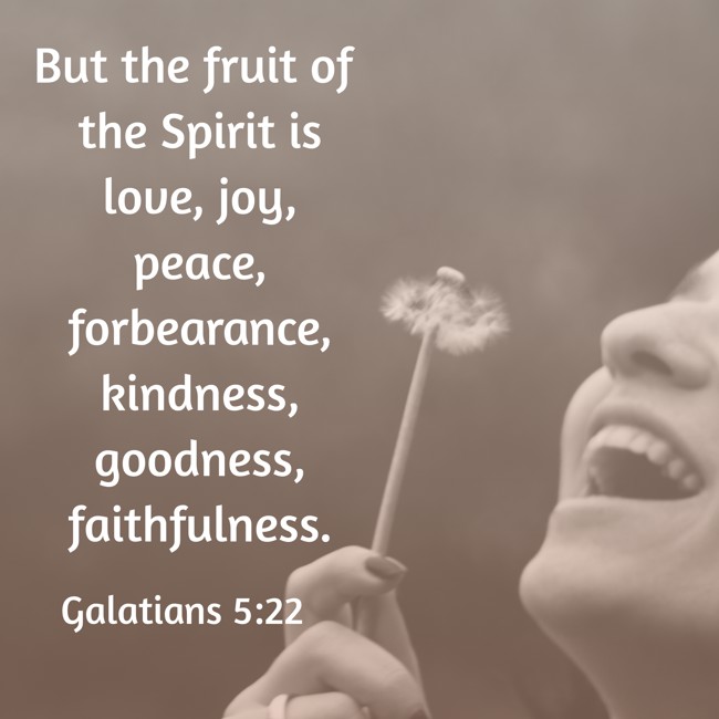 But the fruit of the Spirit is love, joy, peace, forbearance, kindness, goodness, faithfulness. - Galatians 5:22
