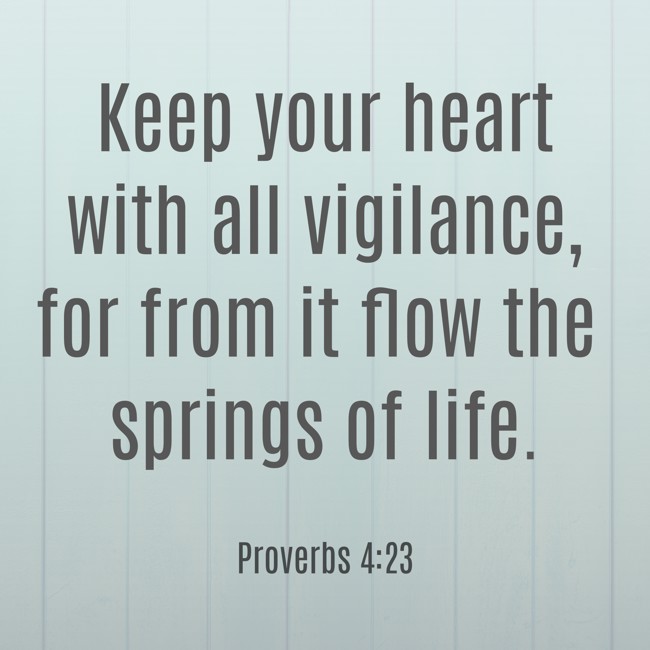 Keep your heart with all vigilance, for from it flow the springs of life. - Proverbs 4:23