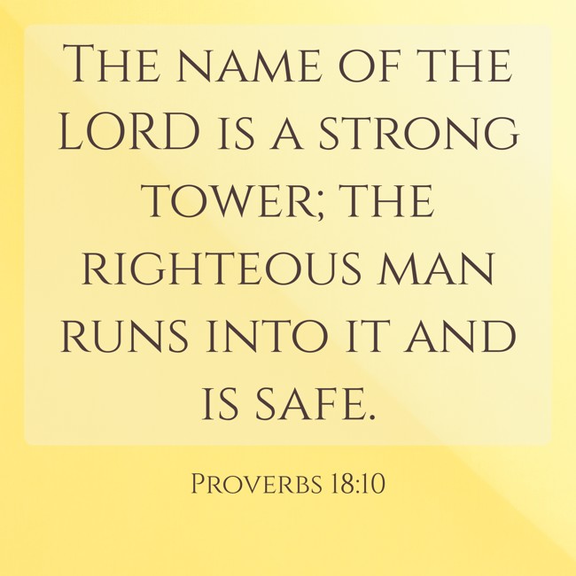The name of the LORD is a strong tower; the righteous man runs into it and is safe. - Proverbs 18:10