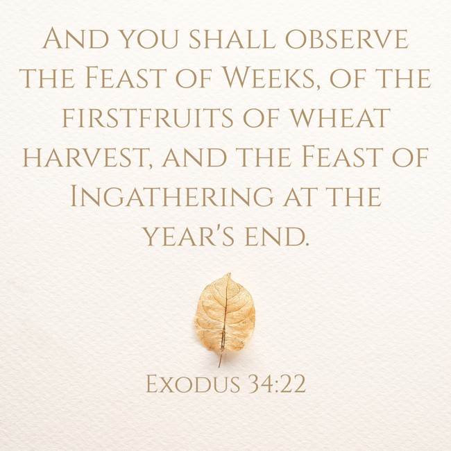 And you shall observe the Feast of Weeks, of the firstfruits of wheat harvest, and the Feast of Ingathering at the year's end. - Exodus 34:22