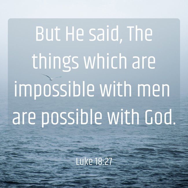 But He said, The things which are impossible with men are possible with God. - Luke 18:27