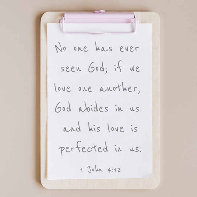 No one has ever seen God; if we love one another, God abides in us and his love is perfected in us. - 1 John 4:12