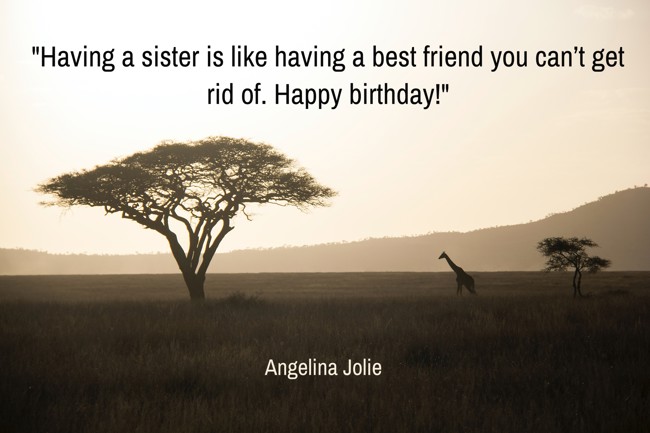 Having a sister is like having a best friend you can’t get rid of. Happy birthday! - Angelina Jolie