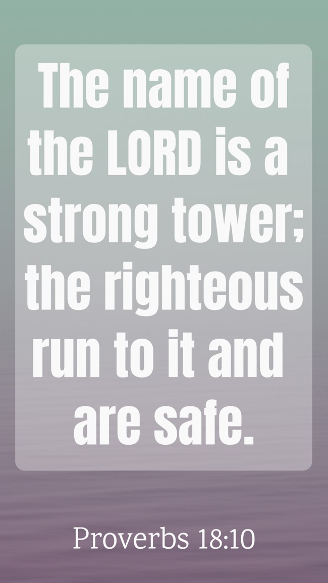 The name of the LORD is a strong tower; the righteous run to it and are safe. - Proverbs 18:10