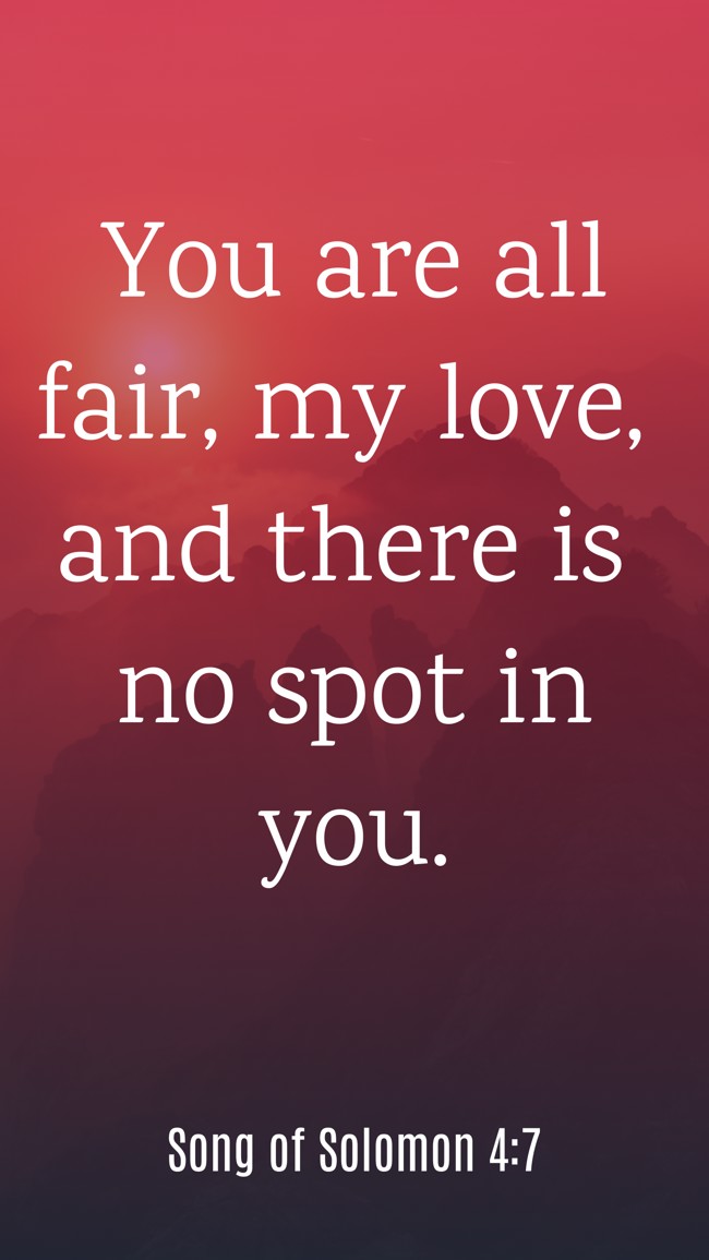 You are all fair, my love, and there is no spot in you. - Song of Solomon 4:7