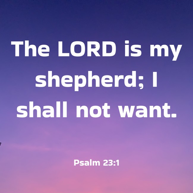 The LORD is my shepherd; I shall not want. - Psalm 23:1