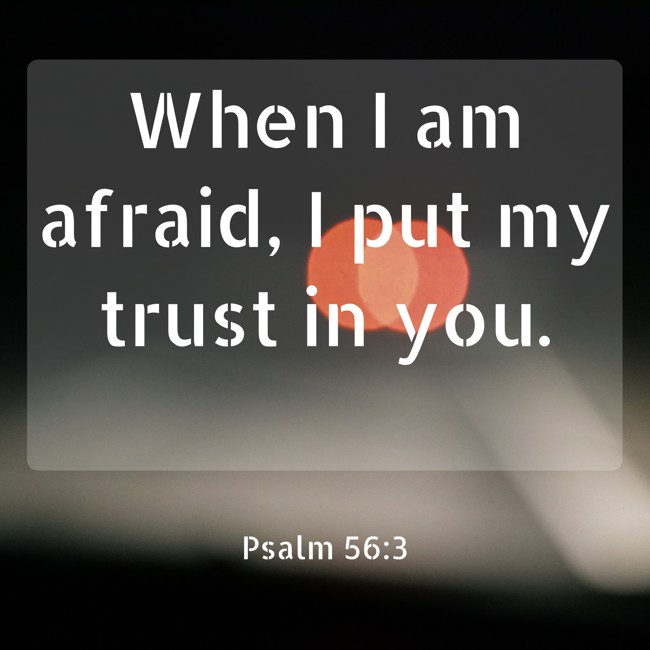 When I am afraid, I put my trust in you. - Psalm 56:3