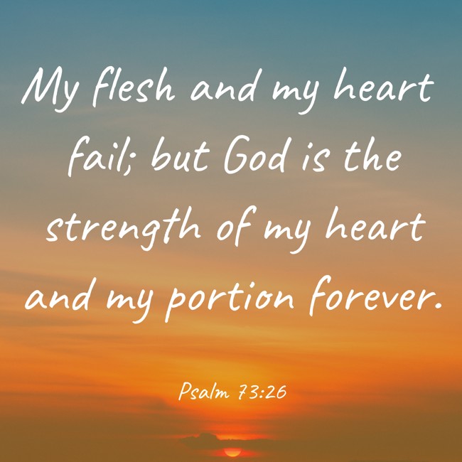  My flesh and my heart fail; but God is the strength of my heart and my portion forever.   - Psalm 73:26 