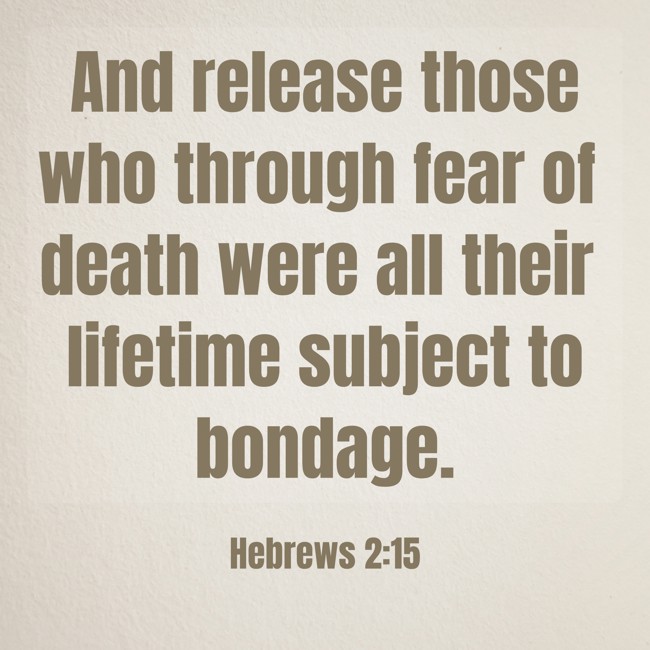 And release those who through fear of death were all their lifetime subject to bondage. - Hebrews 2:15