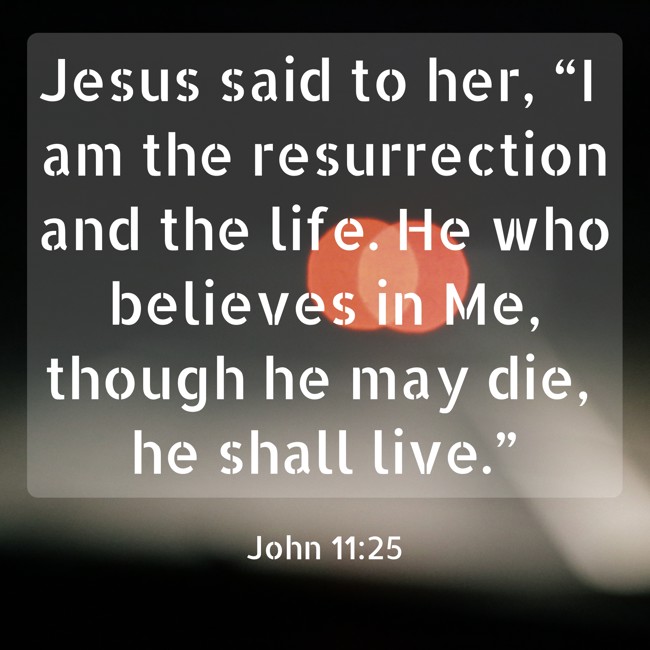 Jesus said to her, “I am the resurrection and the life. He who believes in Me, though he may die, he shall live.” - John 11:25