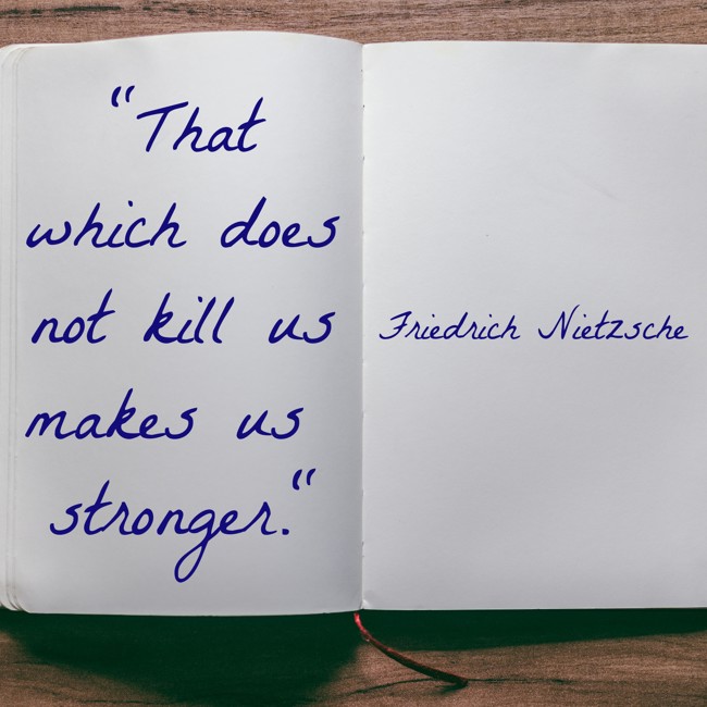  That which does not kill us makes us stronger.   - Friedrich Nietzsche 
