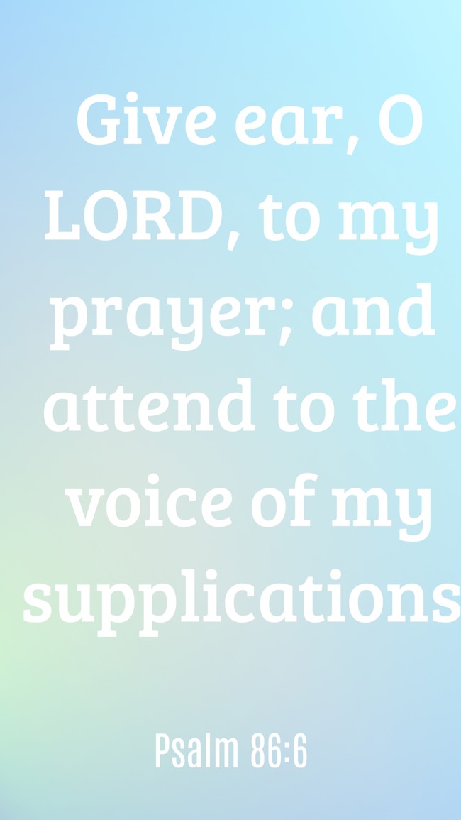 Give ear, O LORD, to my prayer; and attend to the voice of my supplications. - Psalm 86:6