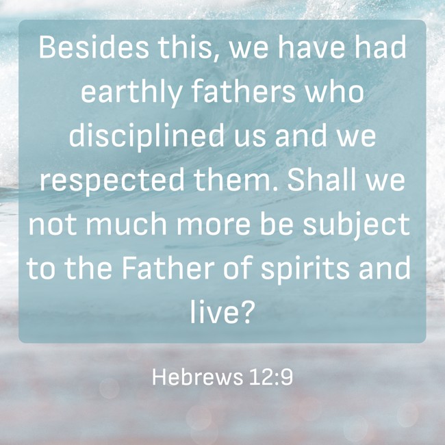 Besides this, we have had earthly fathers who disciplined us and we respected them. Shall we not much more be subject to the Father of spirits and live? - Hebrews 12:9