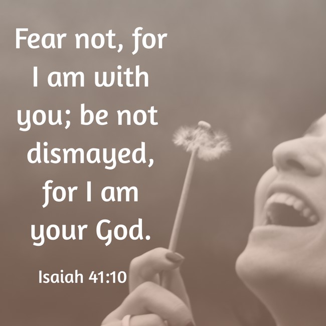 Fear not, for I am with you; be not dismayed, for I am your God. - Isaiah 41:10