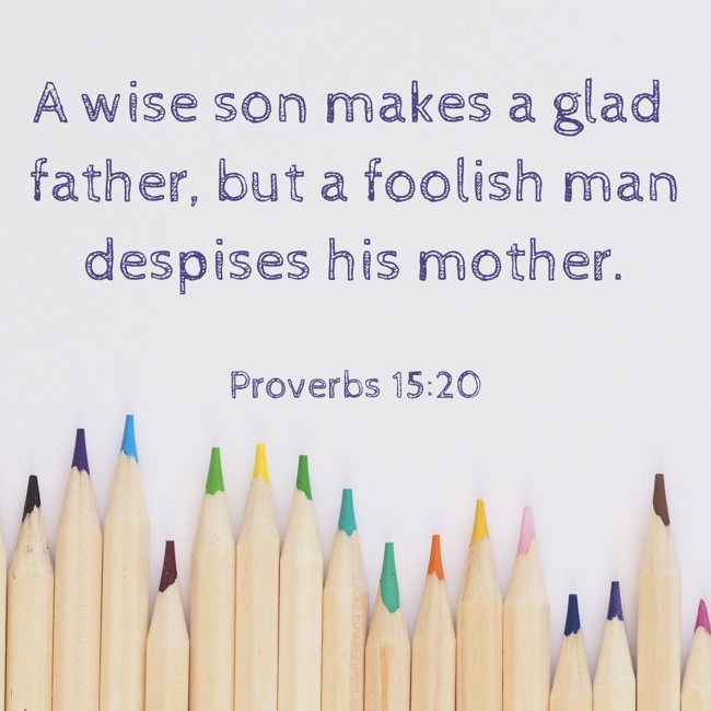 A wise son makes a glad father, but a foolish man despises his mother. - Proverbs 15:20