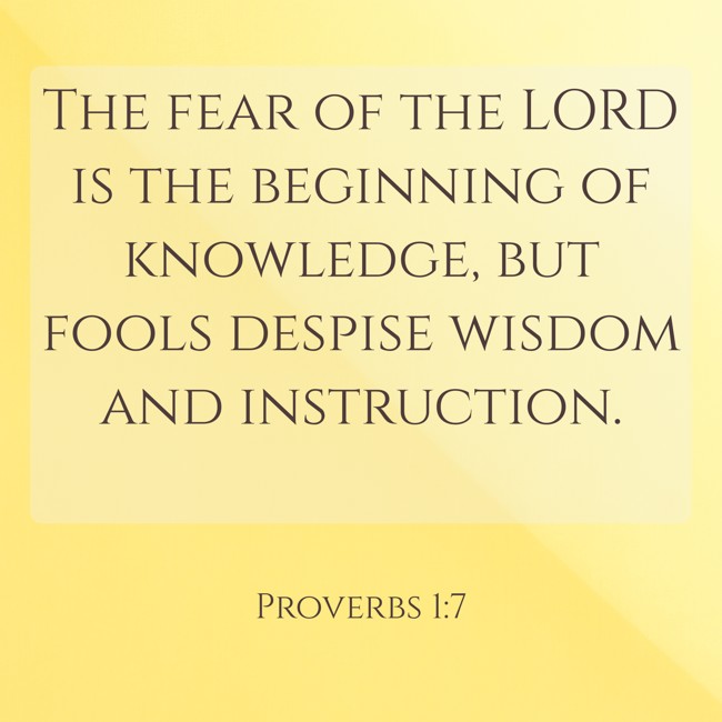 The fear of the LORD is the beginning of knowledge, but fools despise wisdom and instruction. - Proverbs 1:7