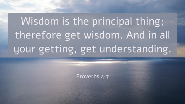 Wisdom is the principal thing; therefore get wisdom. And in all your getting, get understanding. - Proverbs 4:7