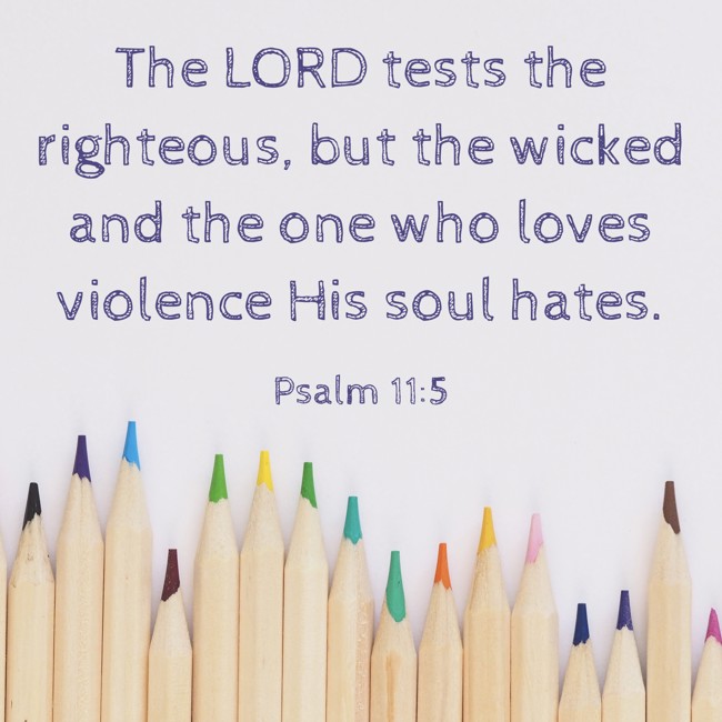 The LORD tests the righteous, but the wicked and the one who loves violence His soul hates. - Psalm 11:5