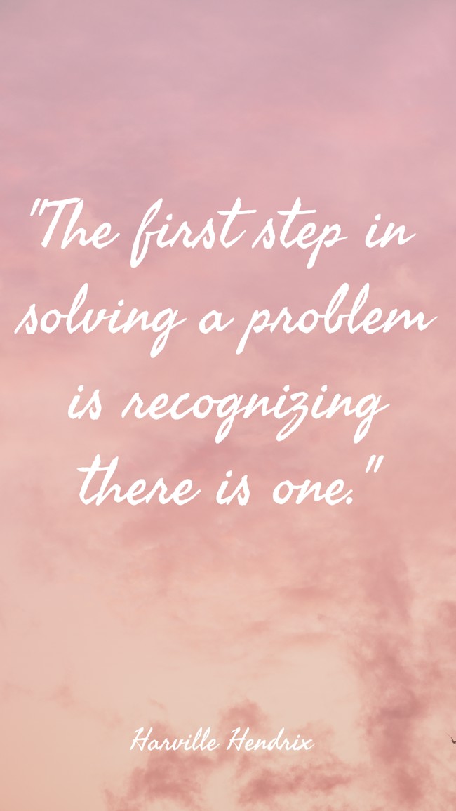The first step in solving a problem is recognizing there is one. - Harville Hendrix