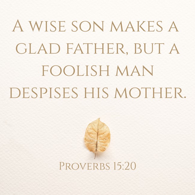 A wise son makes a glad father, but a foolish man despises his mother. - Proverbs 15:20