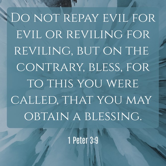 Do not repay evil for evil or reviling for reviling, but on the contrary, bless, for to this you were called, that you may obtain a blessing. - 1 Peter 3:9